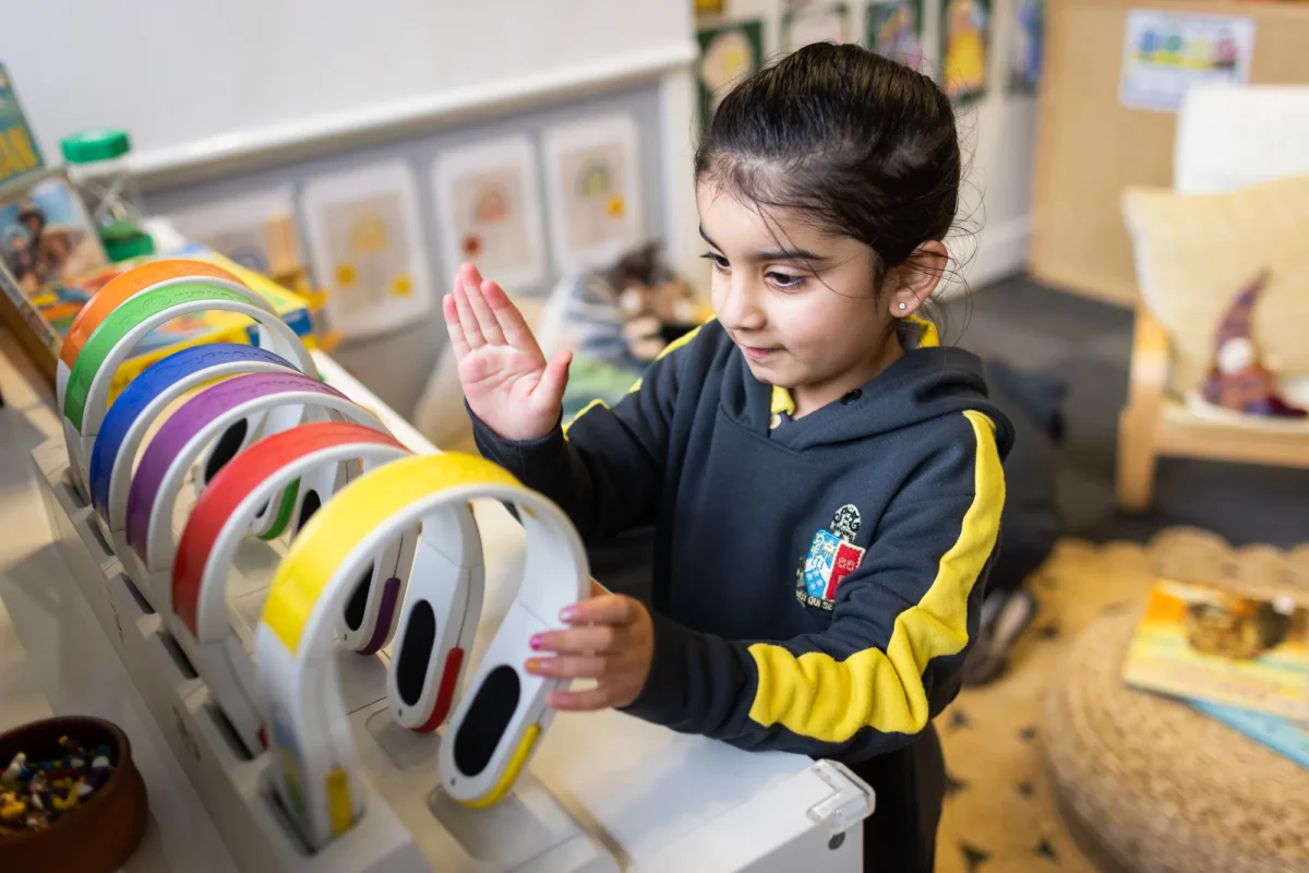A kid playing with toys